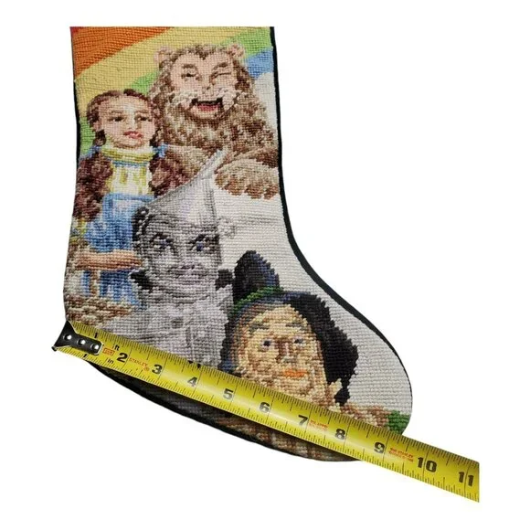 Rare Wizard Of Oz Needlepoint Christmas Stocking Wool Rainbow Dorothy Holiday 18 - Picture 12 of 14